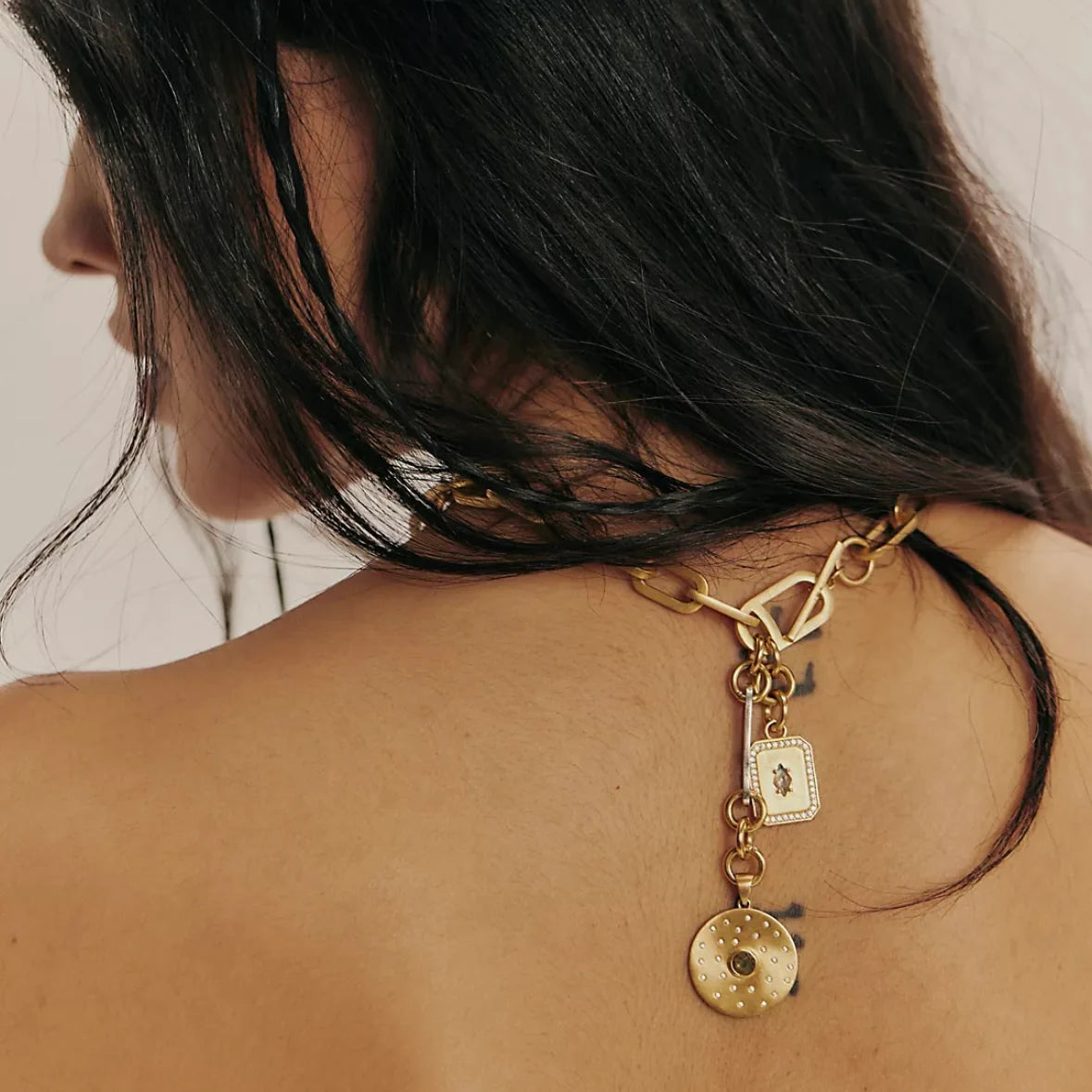 Brushed Gold Rico Bar Rondo Toggle Necklace