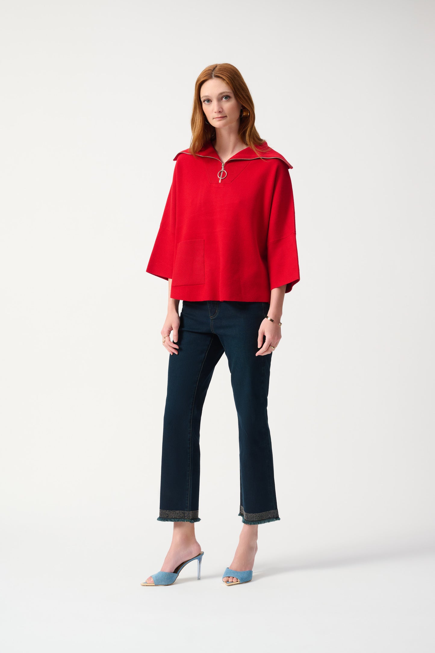 Jacquard Zipped Collar Sweater