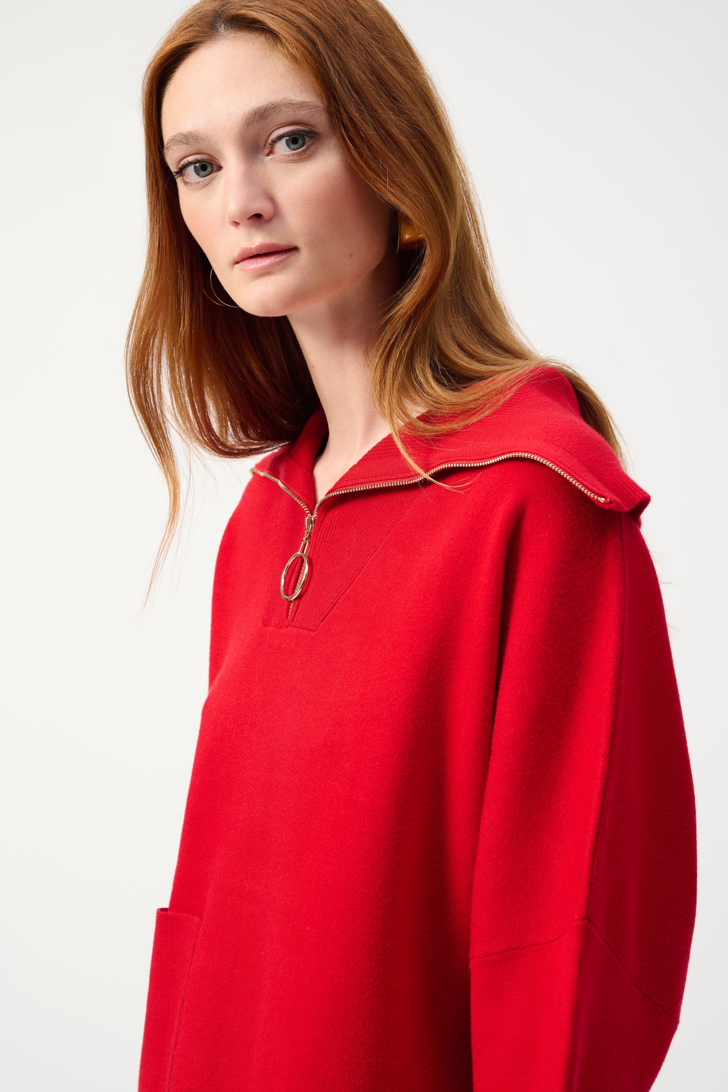 Jacquard Zipped Collar Sweater