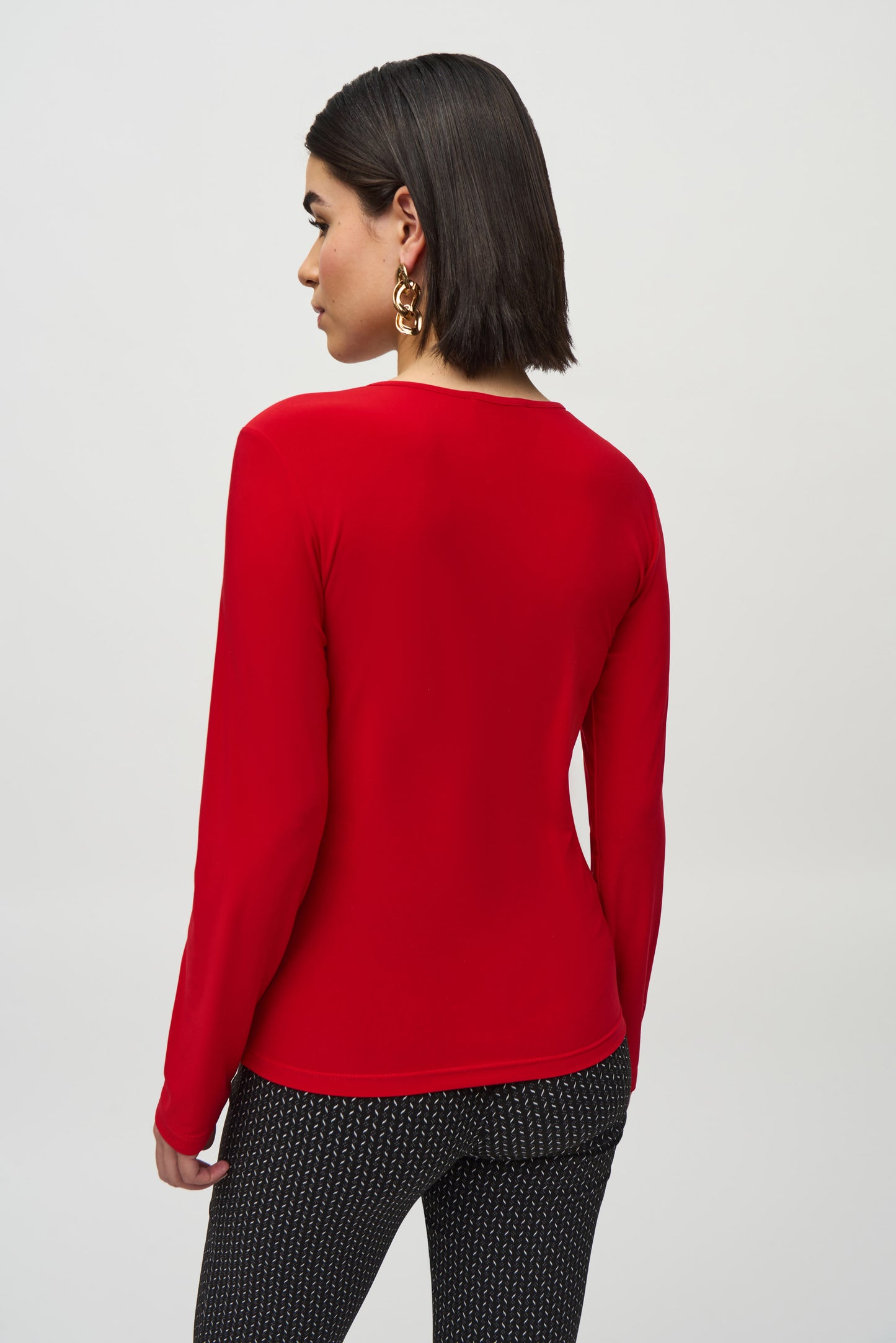 Silky Knit and Mesh Fitted Top