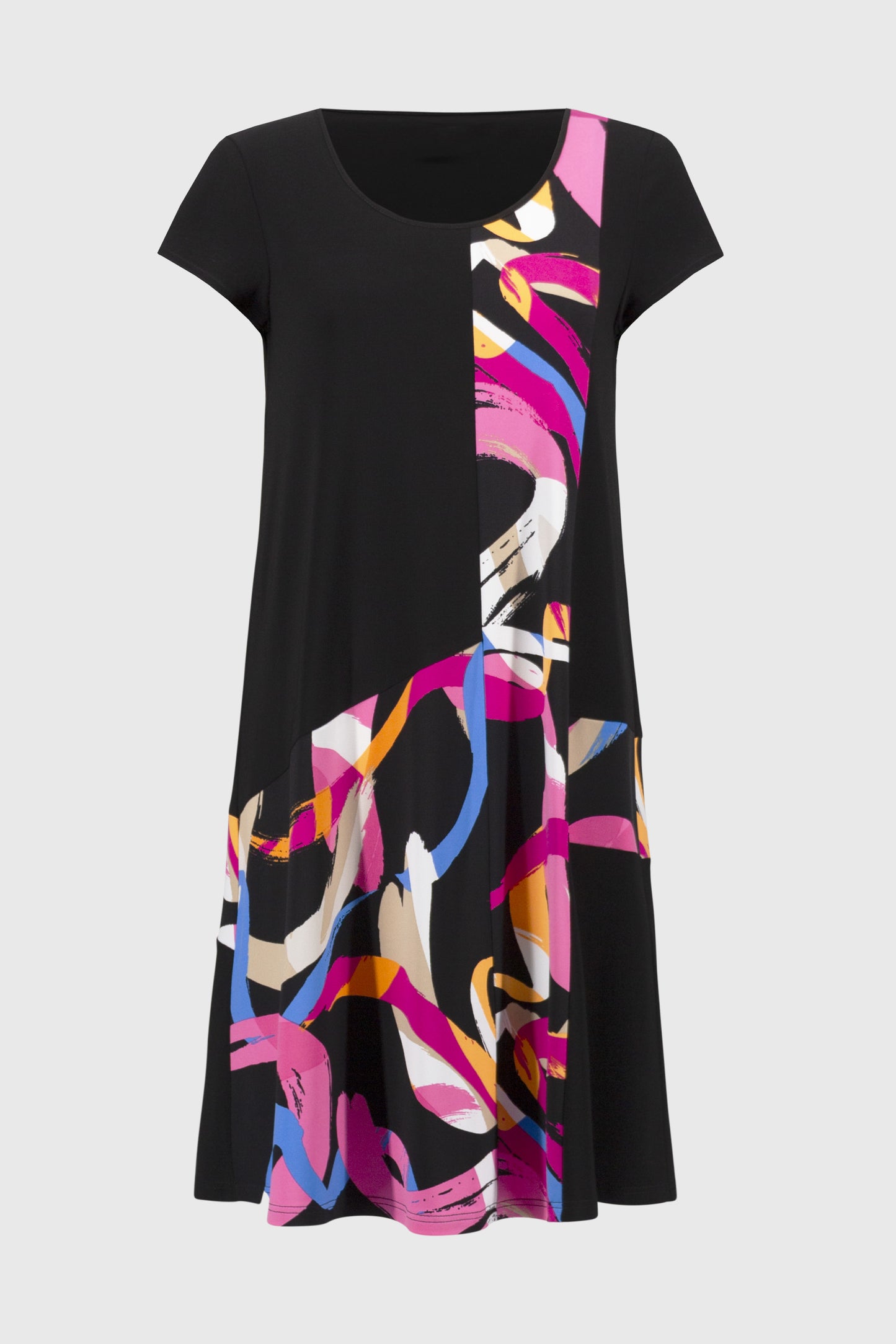 Silky Knit Abstract Print Trapeze Dress
