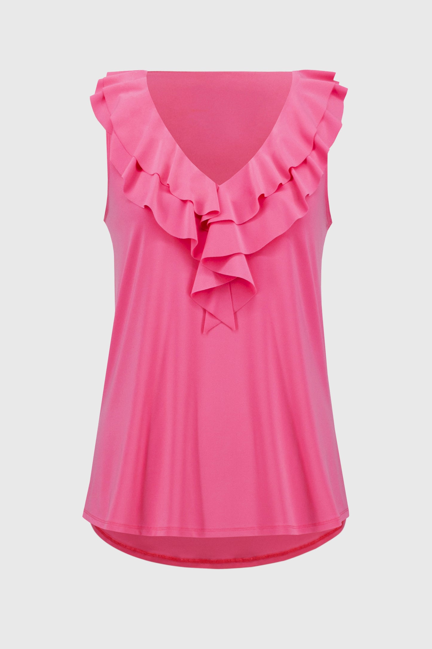 Silky Knit Sleeveless Tunic with Ruffles