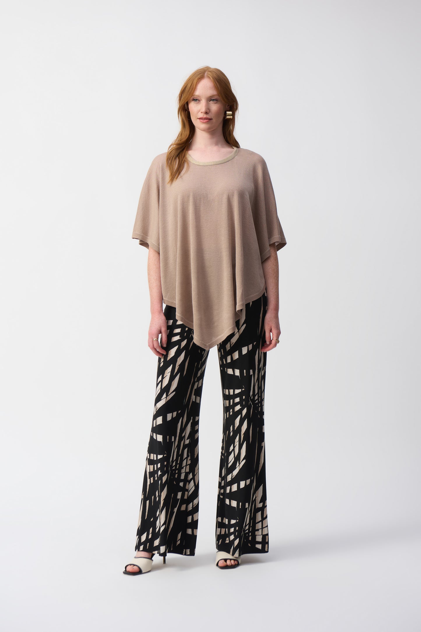Metallic Sweater Knit Poncho Top