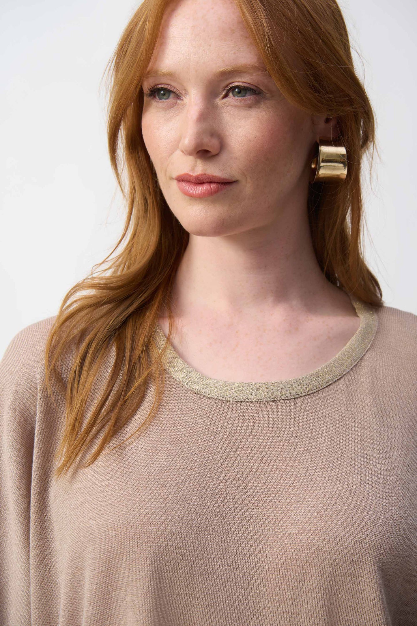 Metallic Sweater Knit Poncho Top