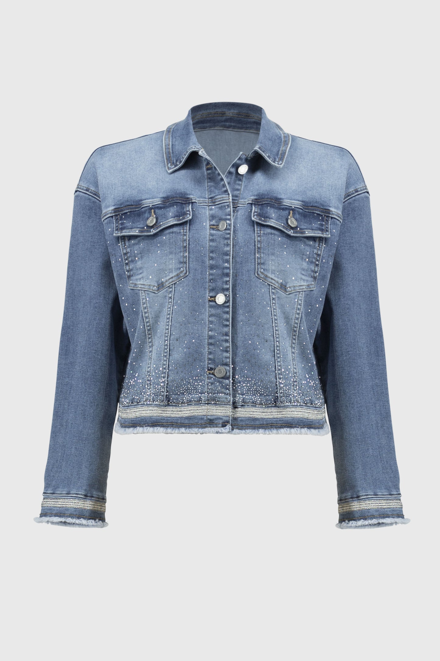 Stretch Denim Jacket with Embroidery