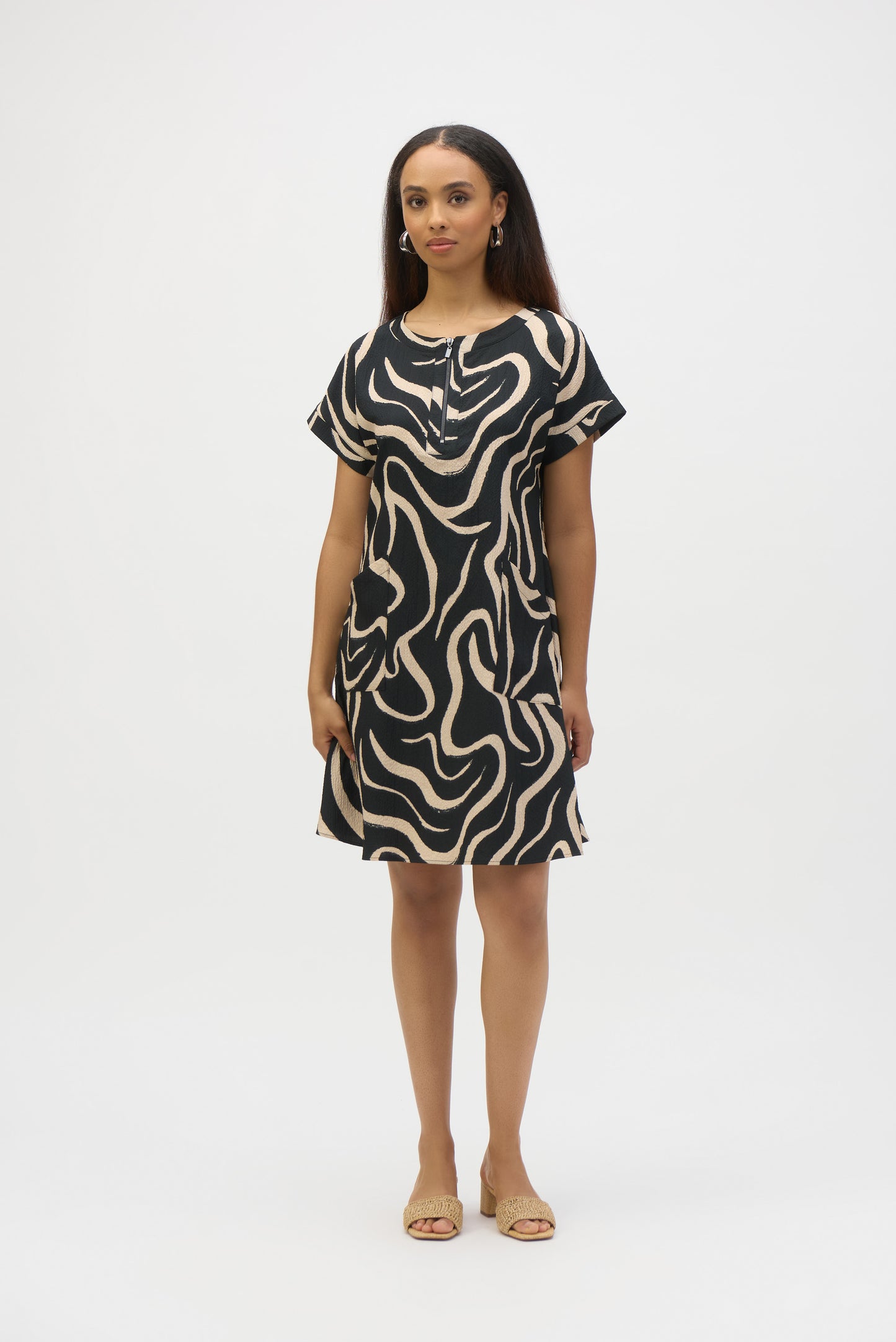 Seersucker Abstract Print A-Line Dress
