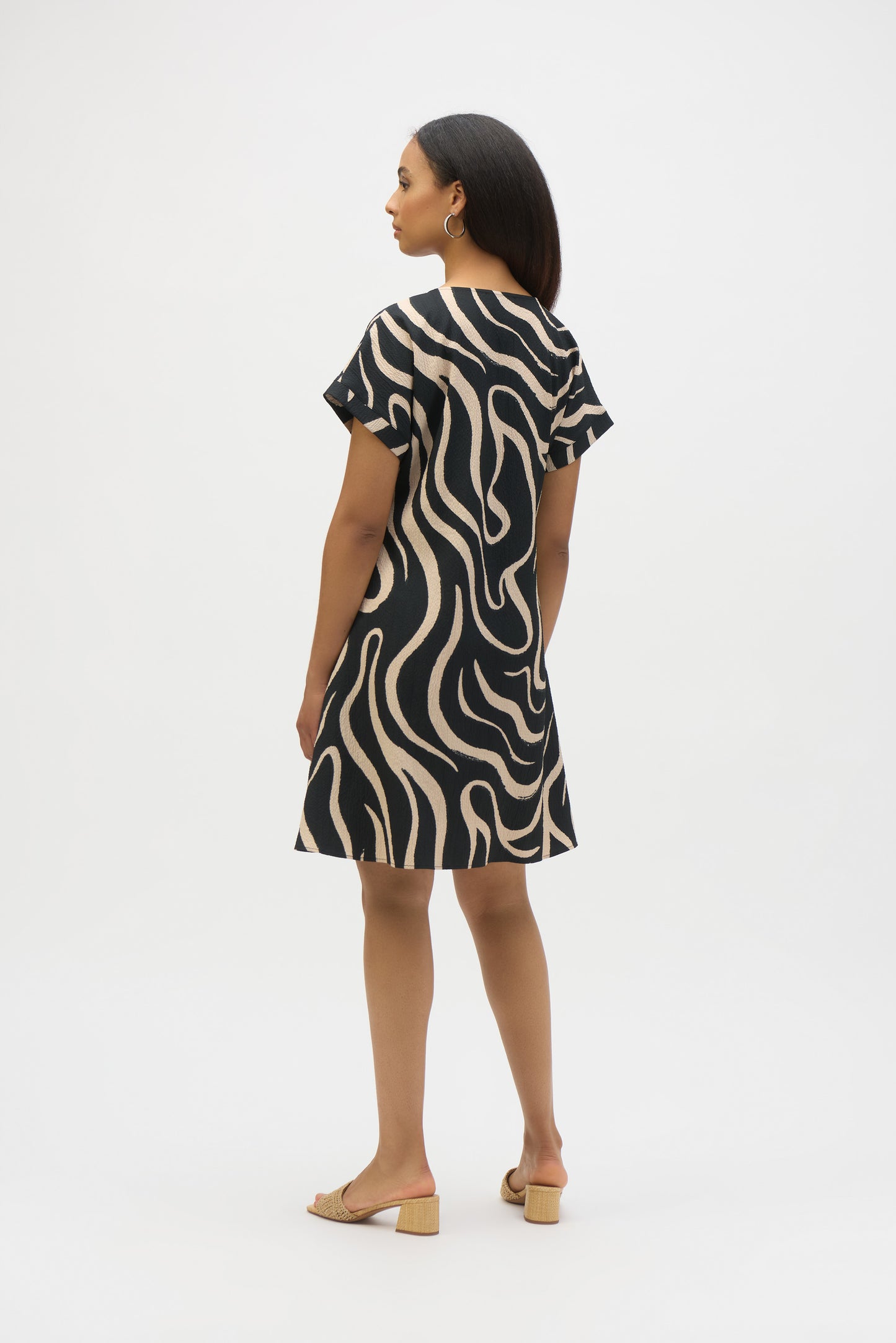 Seersucker Abstract Print A-Line Dress