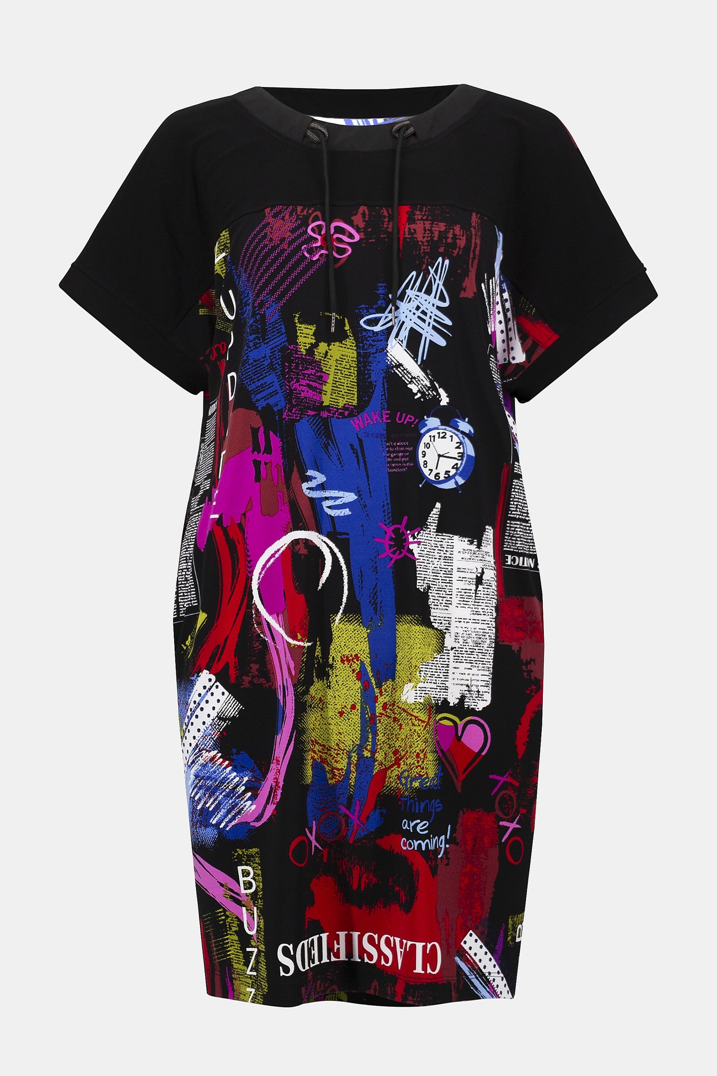 Silky Knit Wording Print Straight Dress