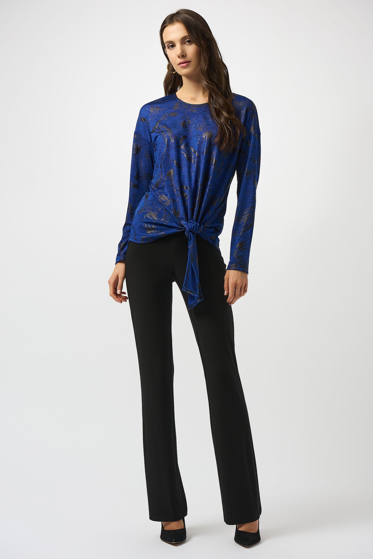 Melange Knit Abstract Print Straight Top