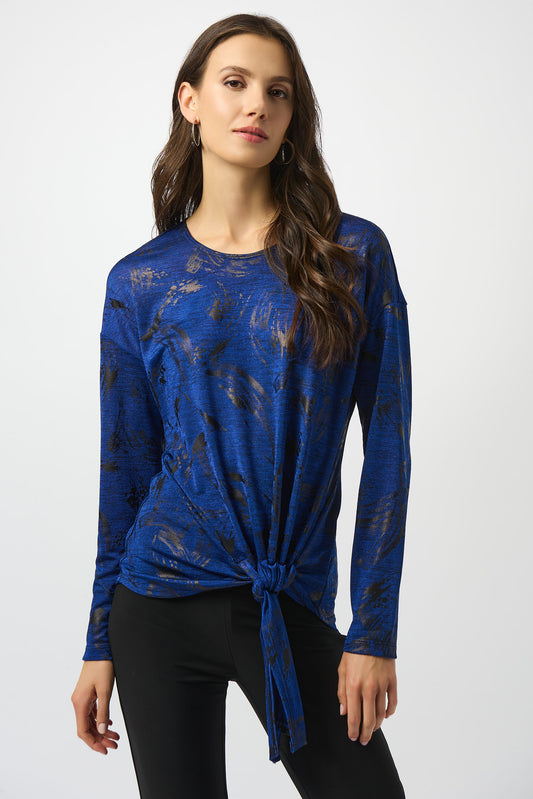 Melange Knit Abstract Print Straight Top