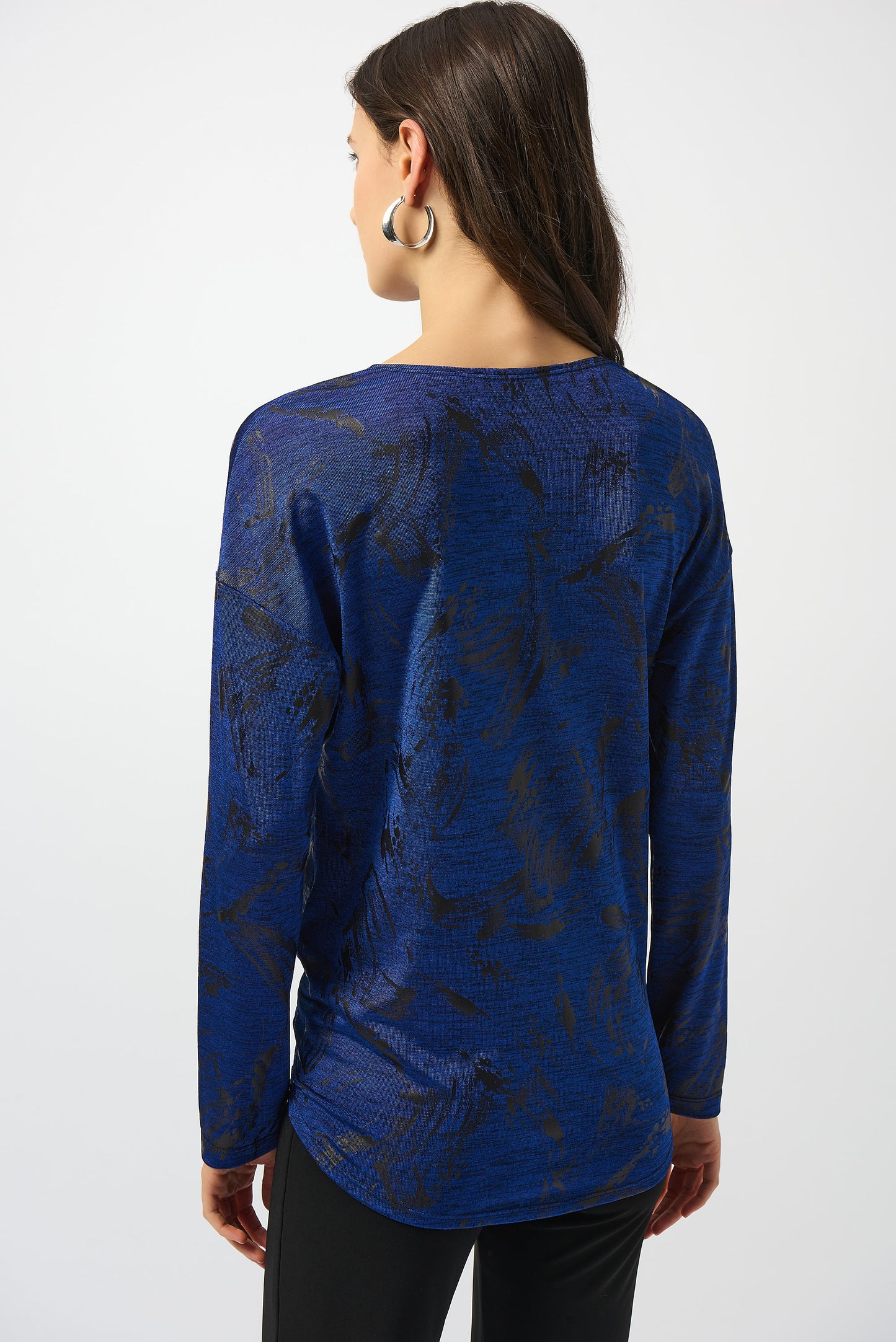 Melange Knit Abstract Print Straight Top