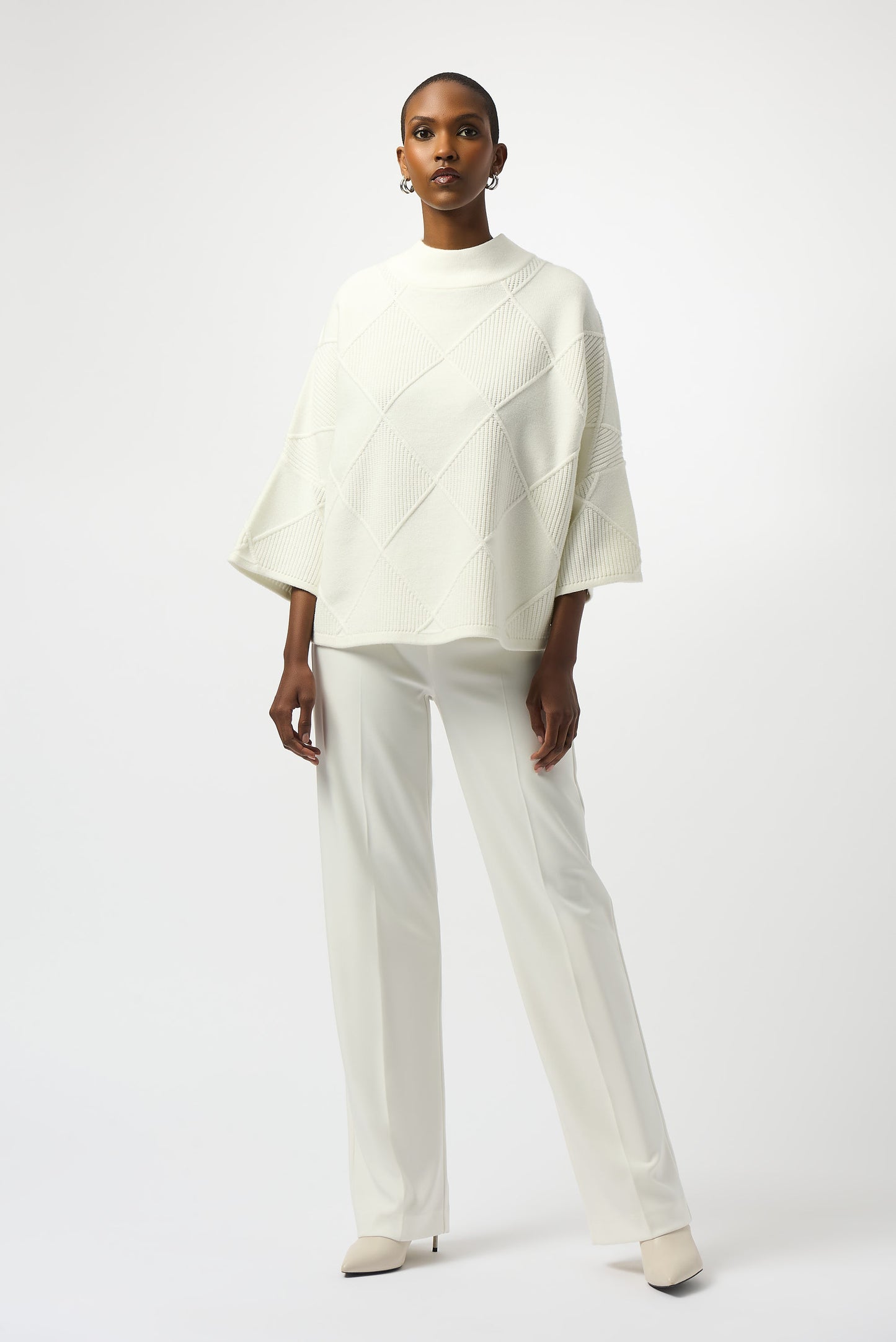 Textured Sweater Knit Mock Neck Pullover