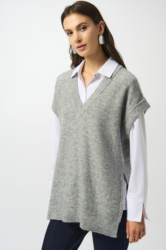 Sweater Knit Sleeveless Tunic with Sequins