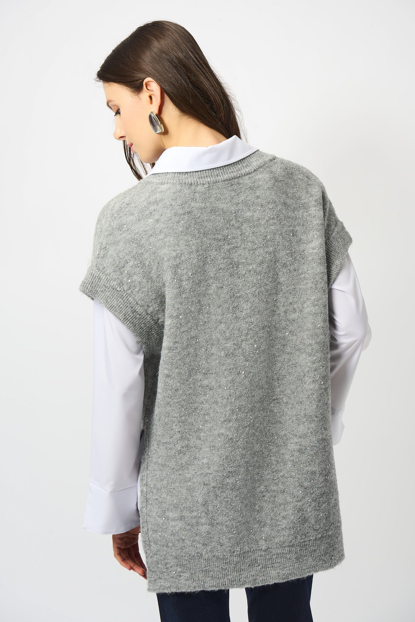 Sweater Knit Sleeveless Tunic with Sequins