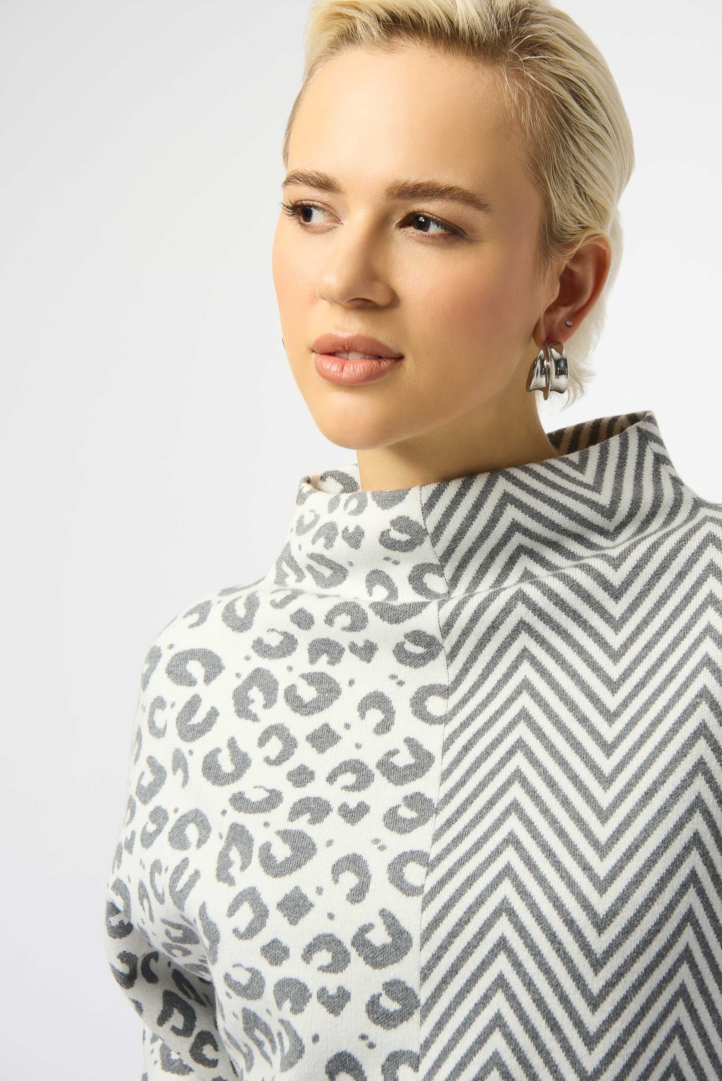 Jacquard Knit Mixed Print Boxy Sweater