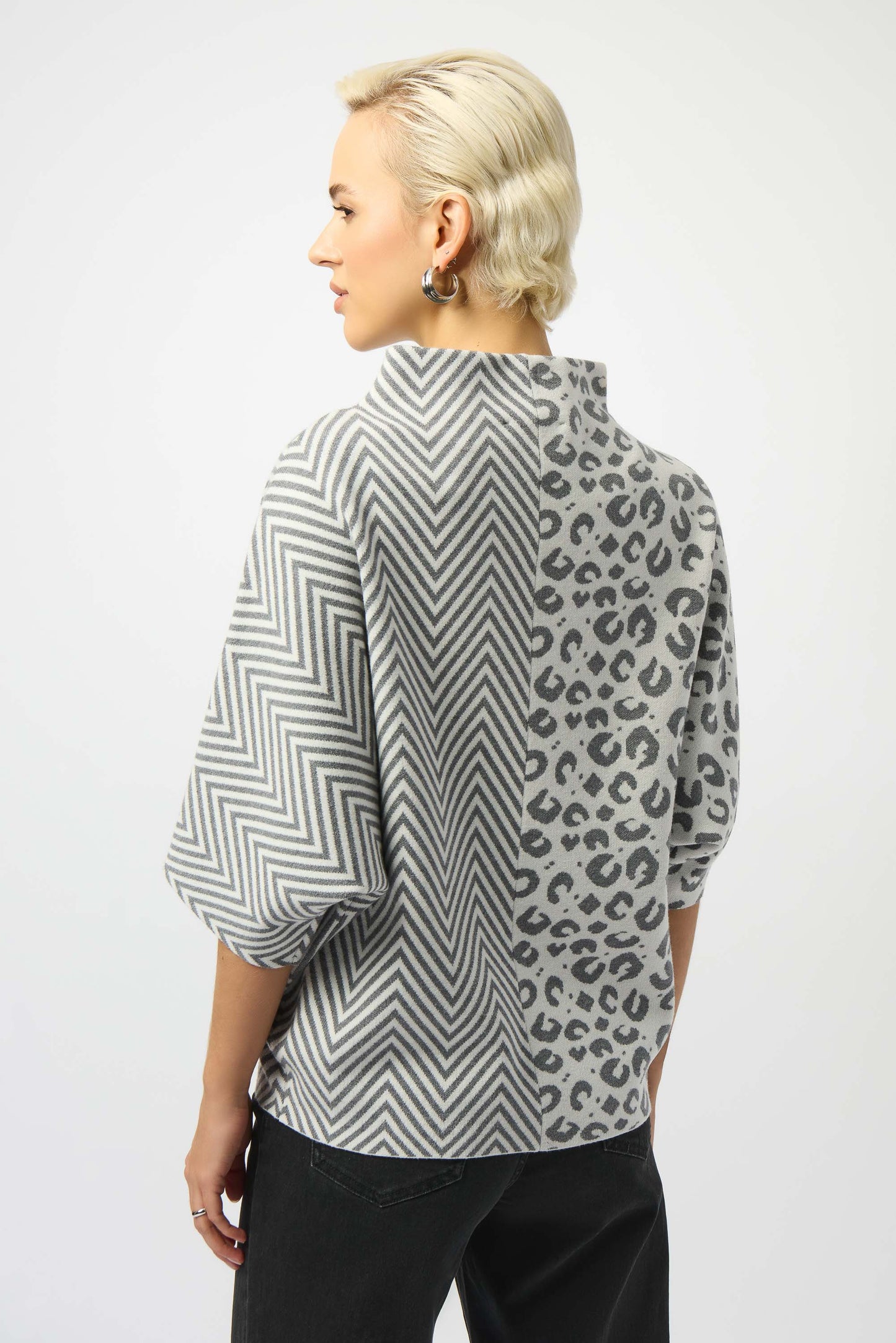 Jacquard Knit Mixed Print Boxy Sweater