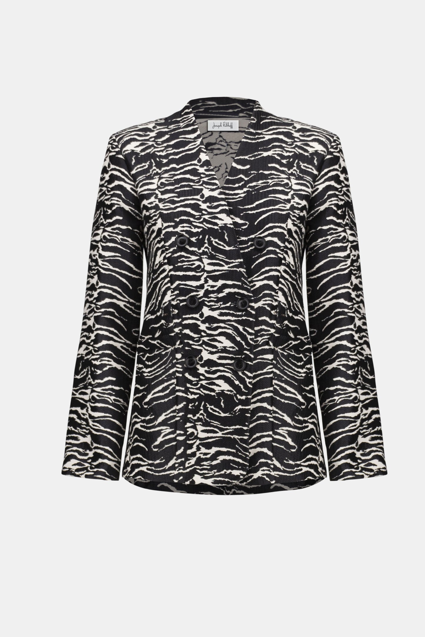Jacquard Animal Print Straight Blazer