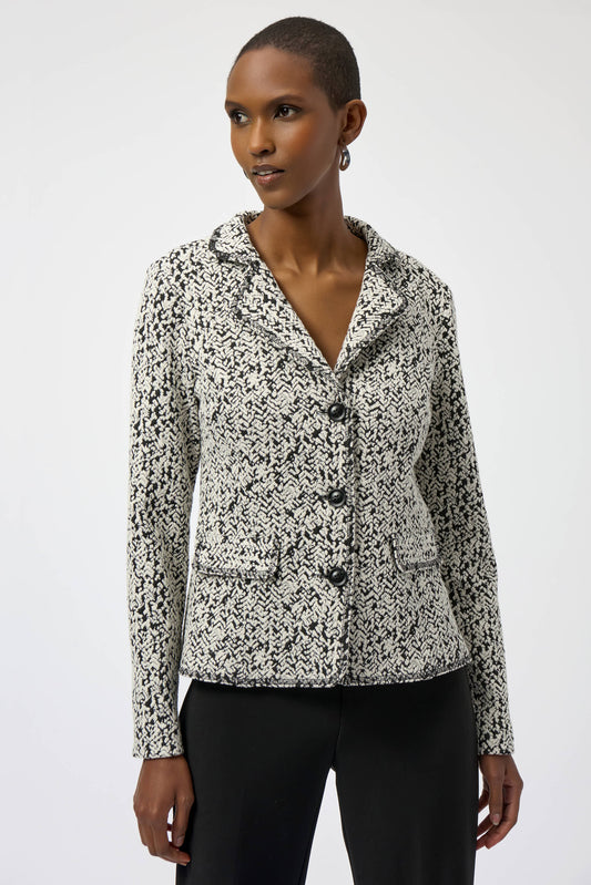 Abstract Jacquard Knit Fitted Blazer