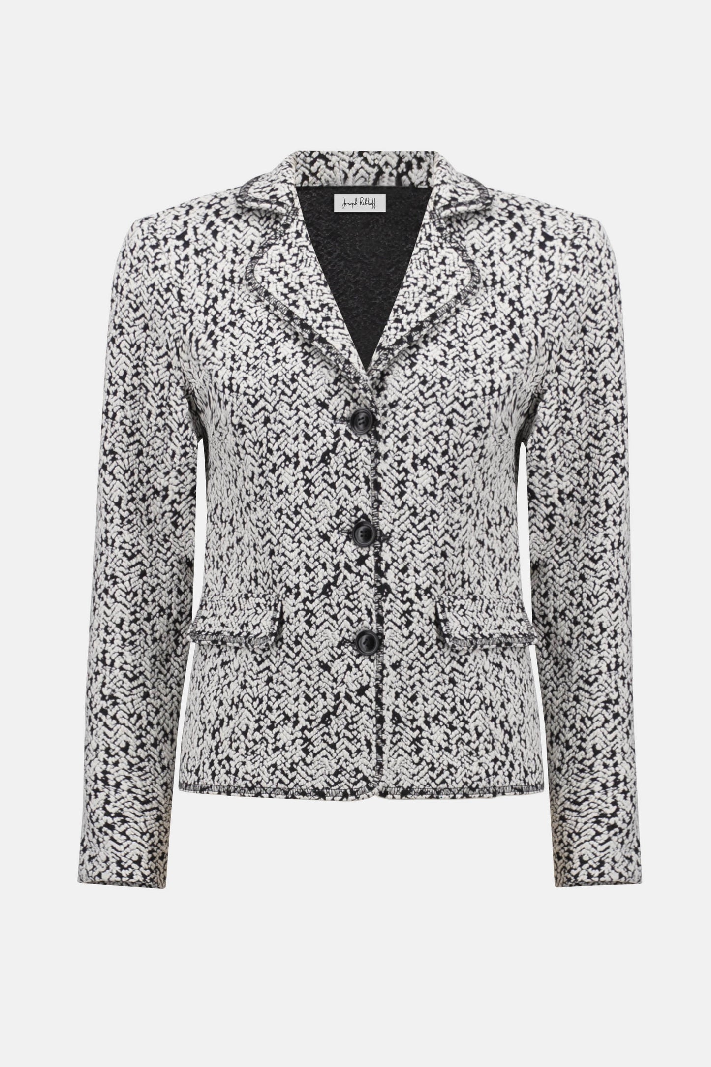 Abstract Jacquard Knit Fitted Blazer