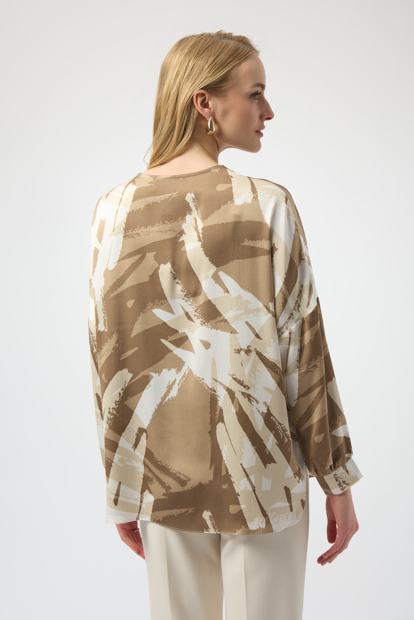 Recycled Satin Abstract Print Tunic With Zipper Detail