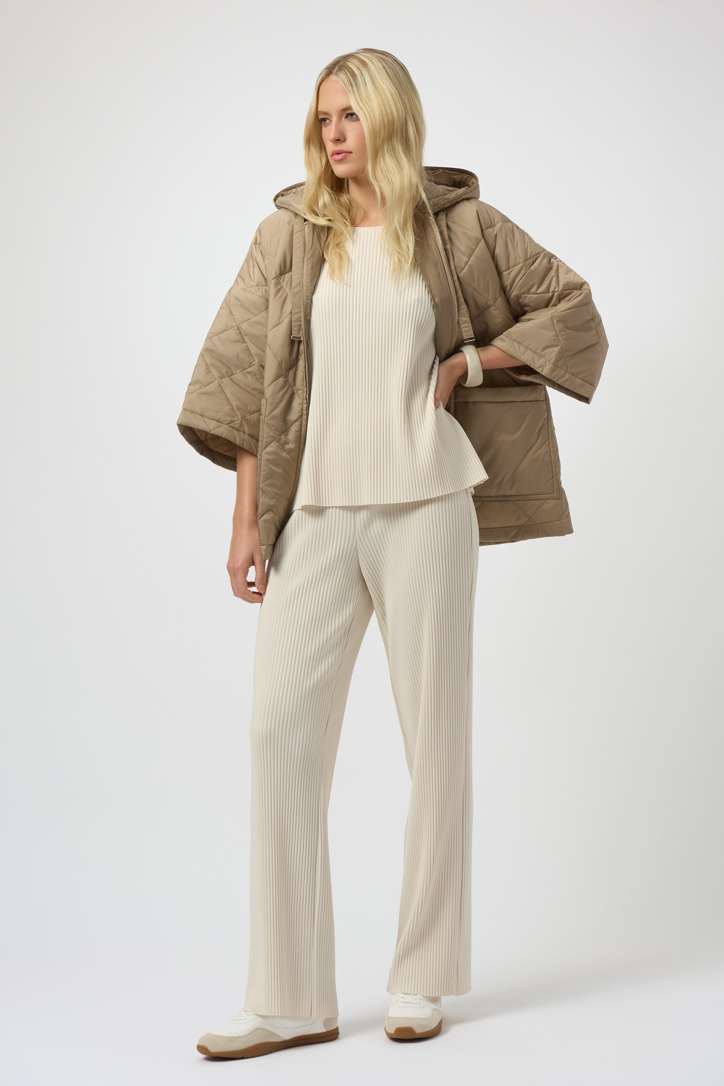 Pleated Scuba Crepe Boxy Top