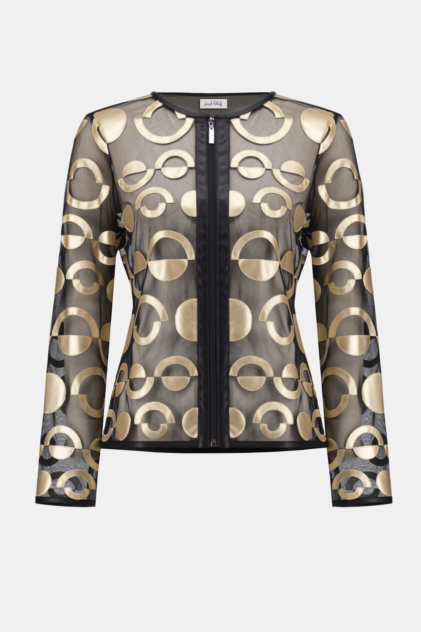 Mesh and Leatherette Collarless Jacket