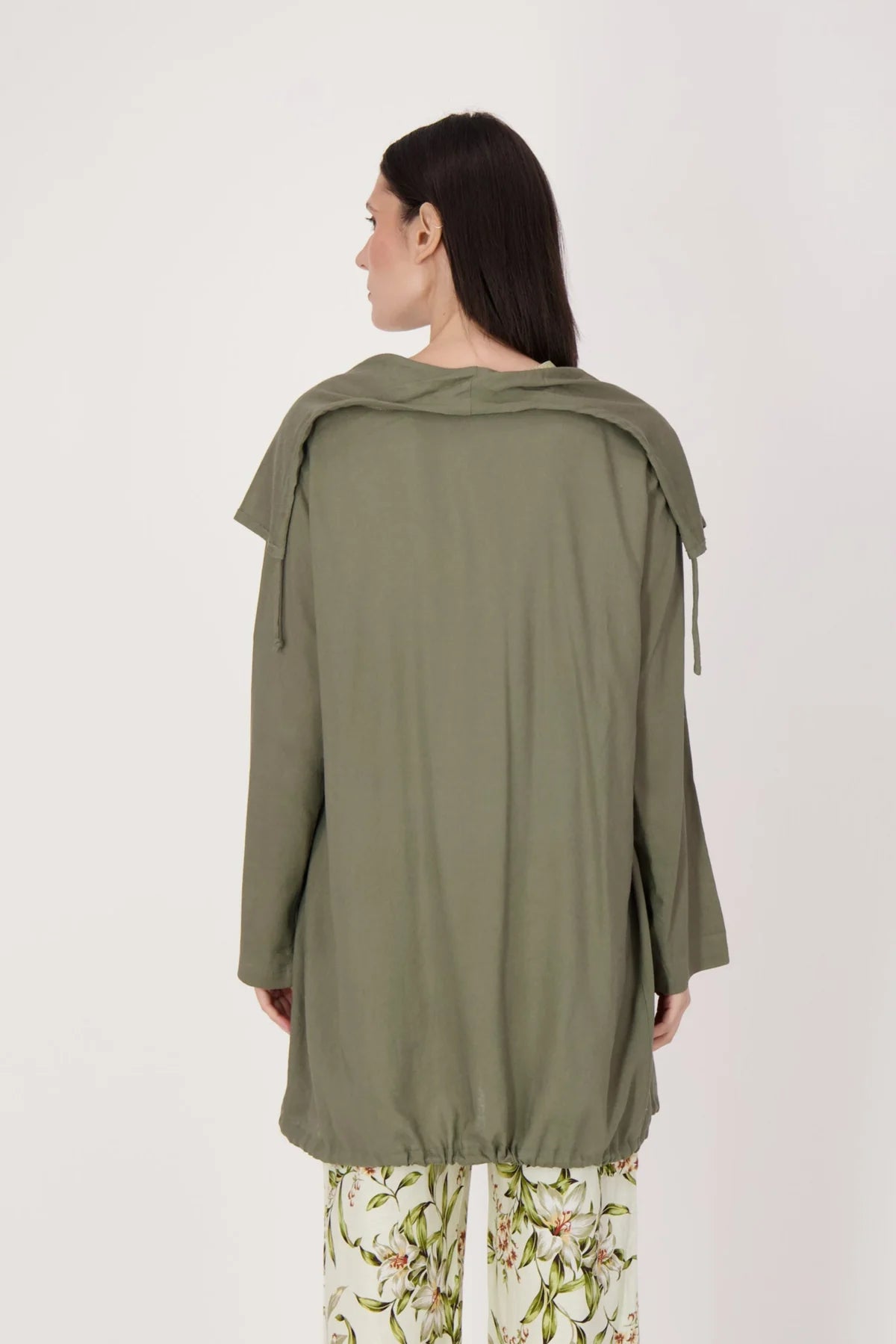 Draped Collar Cargo Cardigan