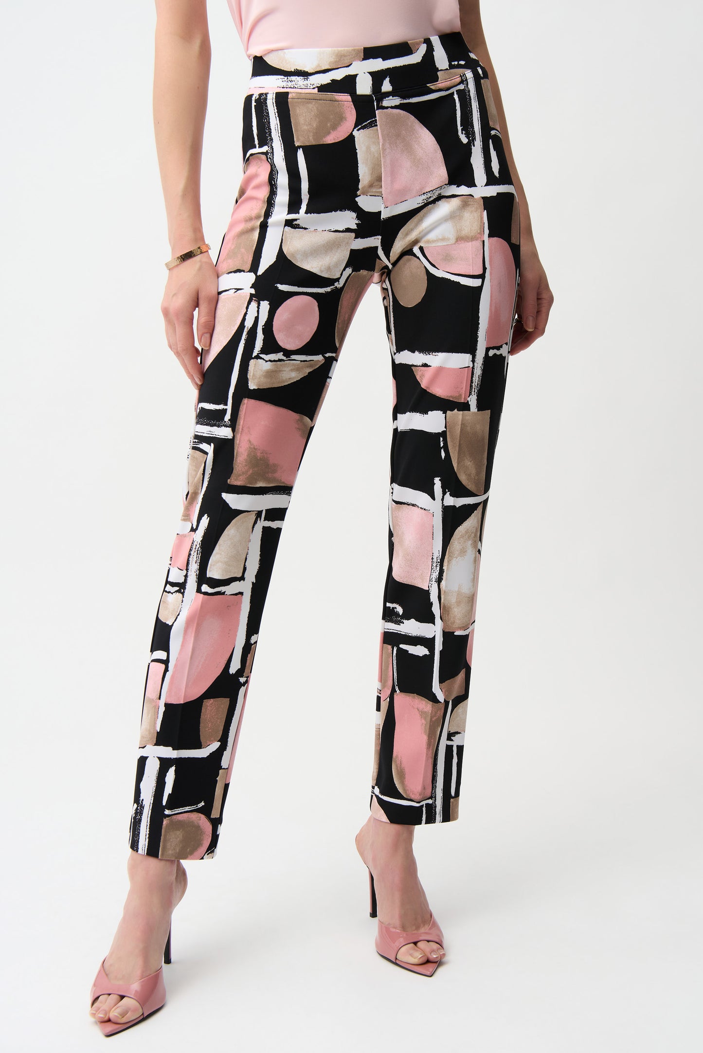 Silky Knit Abstract Print Straight Pull-on Pants