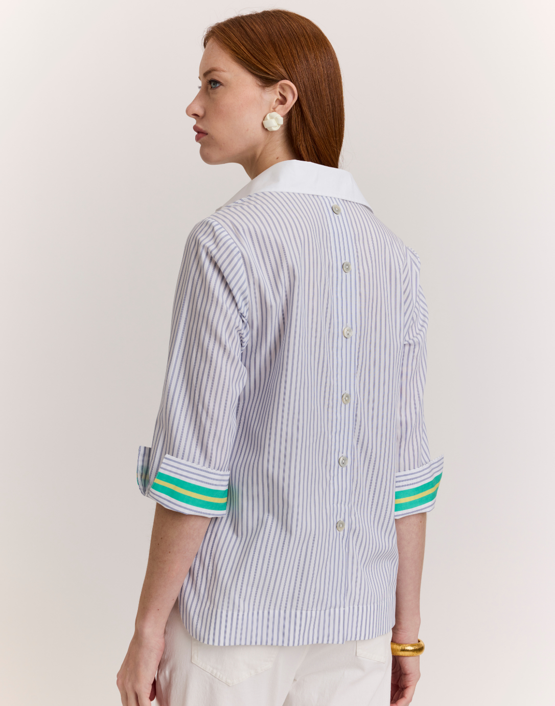 3/4 Sleeve Aileen Contrast Stripe Shirt