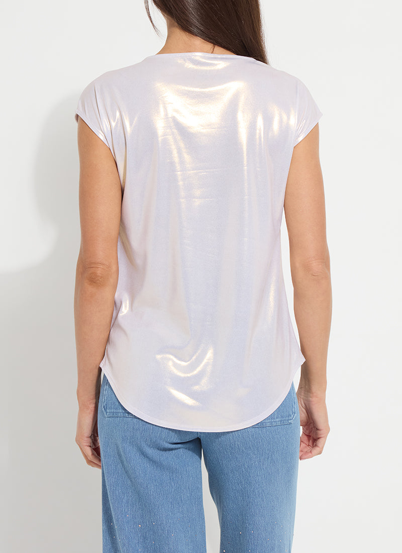 Metallic Jersey Cap Sleeve Top
