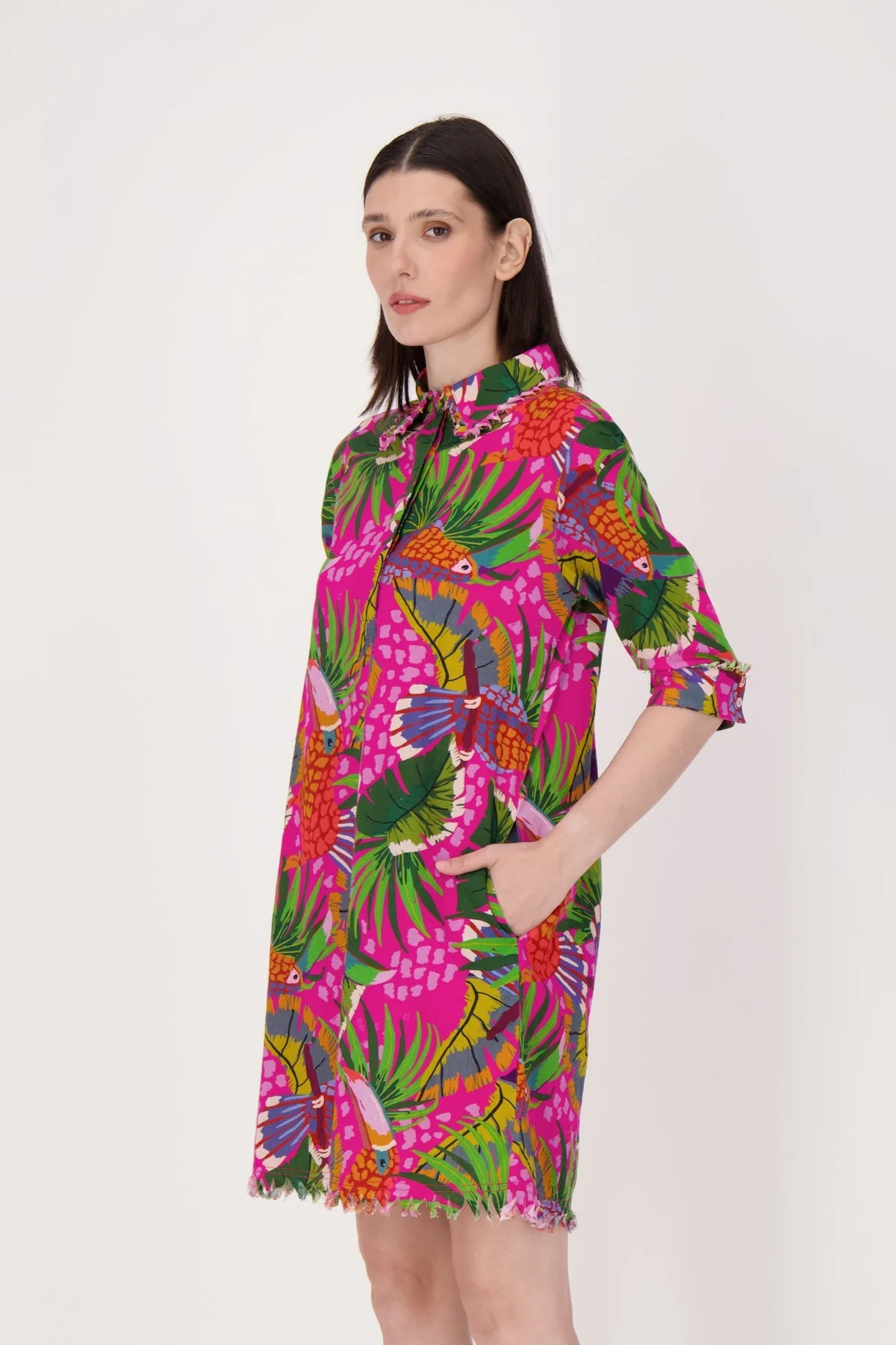 Tropic Print Shirt Dress