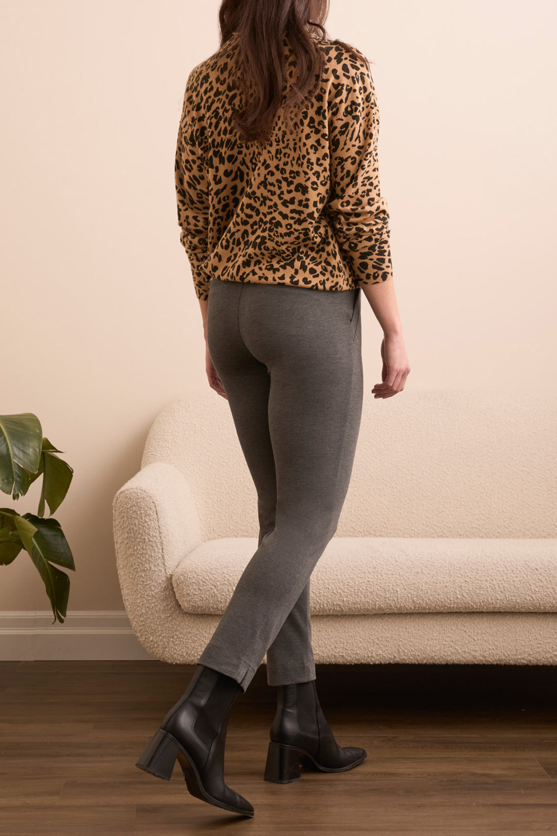 Lightweight Printed Long-Sleeve Funnel Neck Sweater
