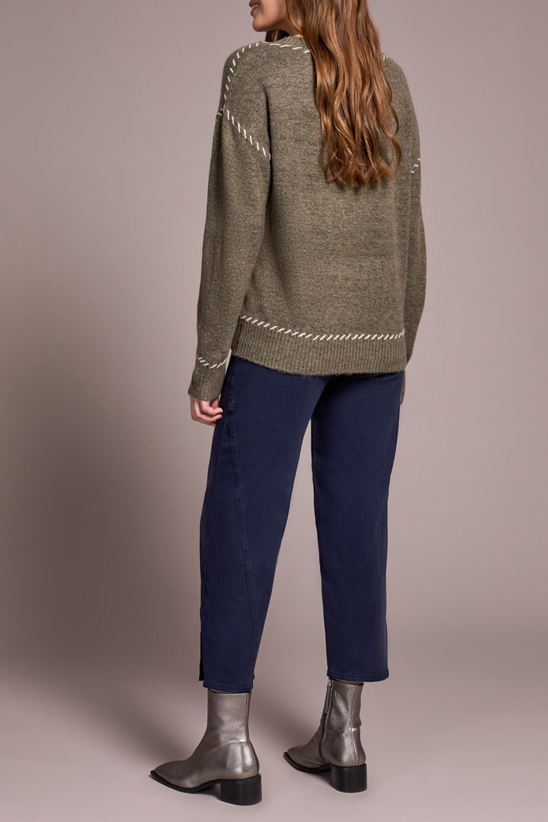 Long Sleeve Crew Neck Sweater in Ivy Mix