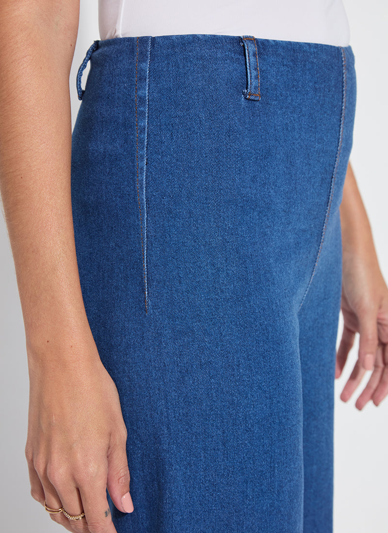 Fringe Hi Waist Wide Leg Crop Denim Pants