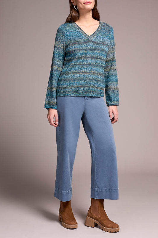 Combed Cotton V-Neck Sweater