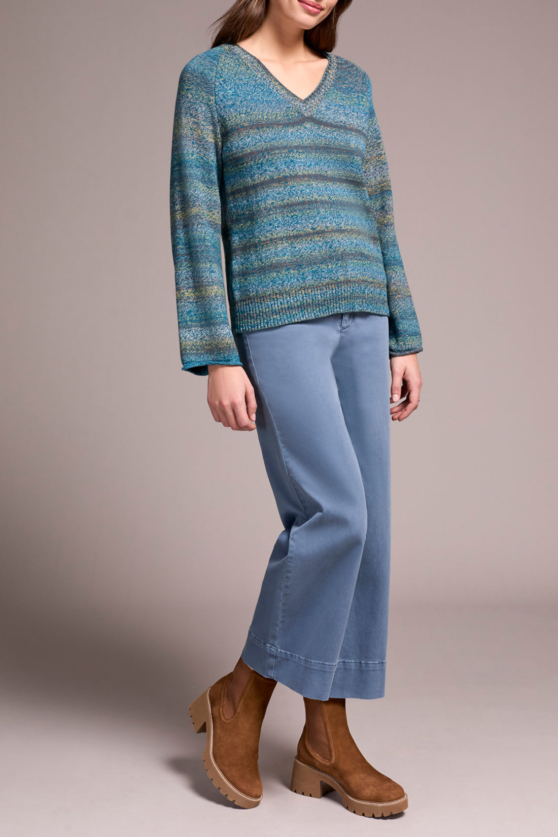 Combed Cotton V-Neck Sweater