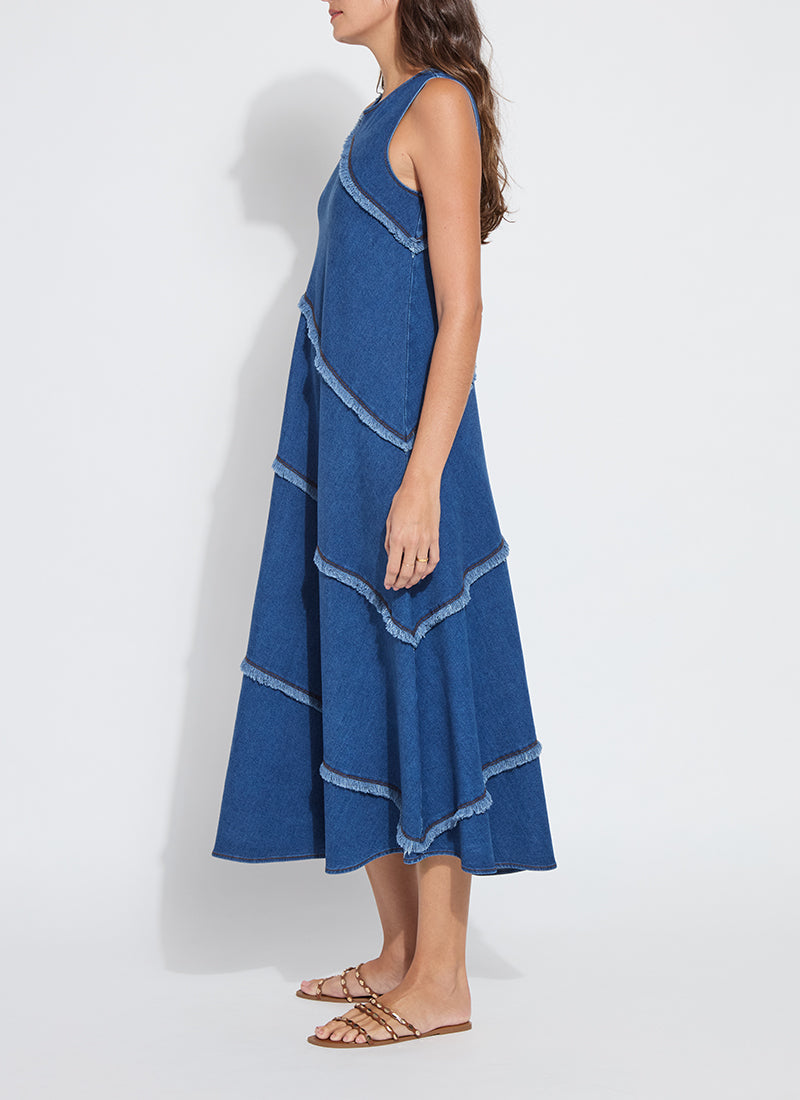 Mirabella Fringed Midi Denim Dress
