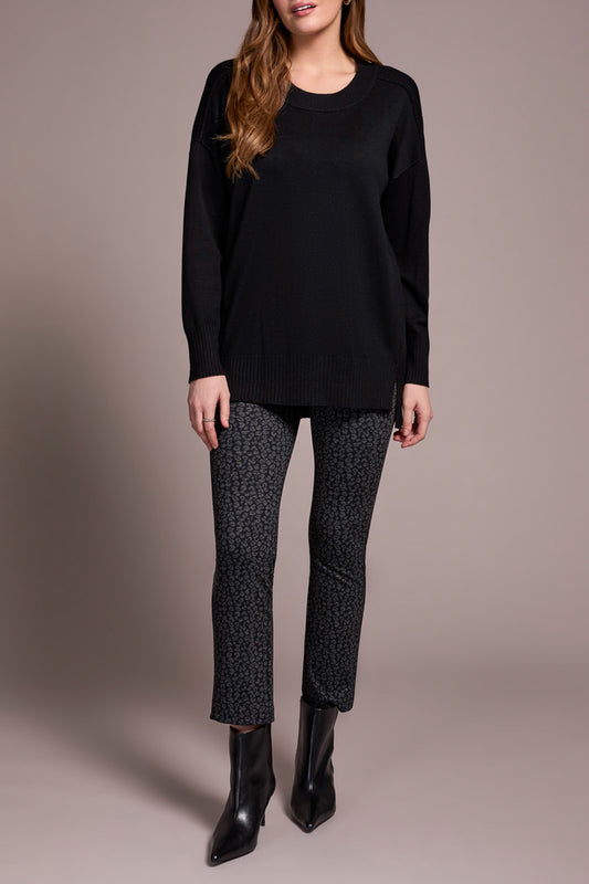 Drop Shoulder Crew Neck Tunic Sweater