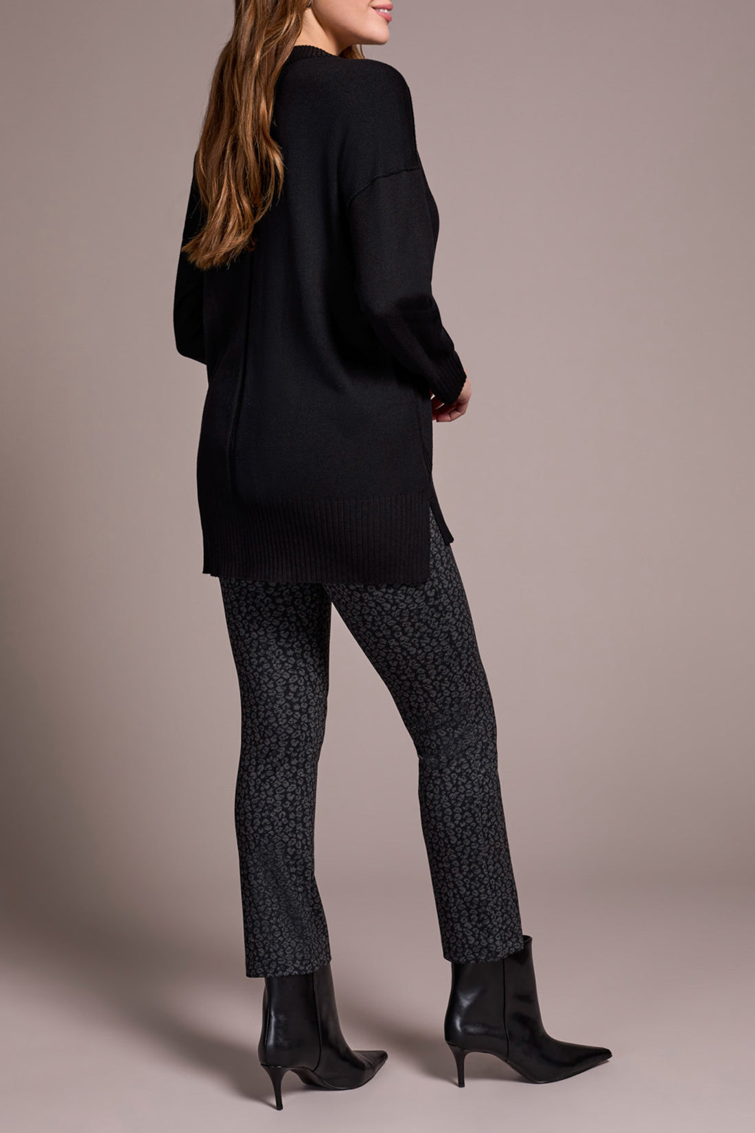 Drop Shoulder Crew Neck Tunic Sweater