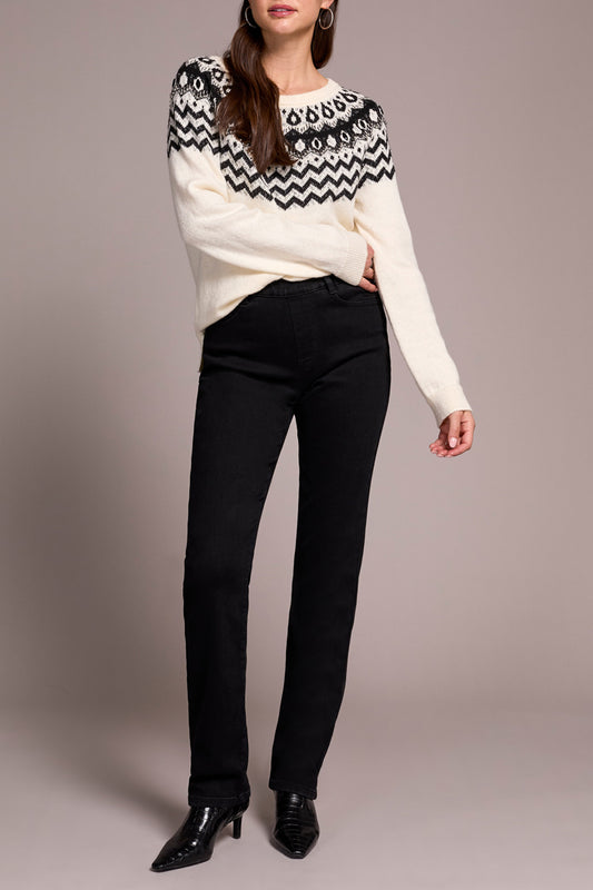 Black Sophia Pull On Straight Jeans with Pockets