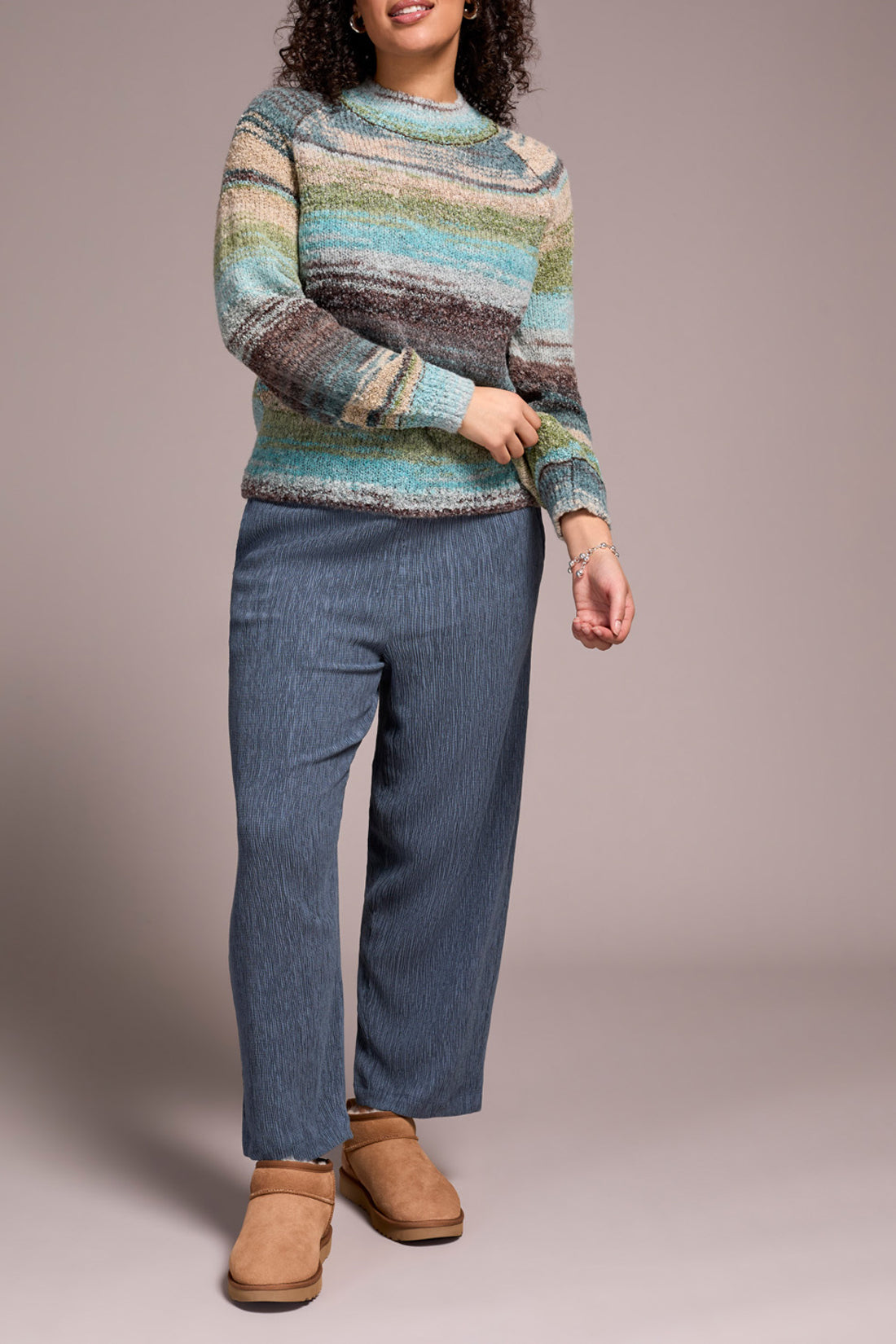 Long Sleeve Mock Neck Sweater in Aquahaze