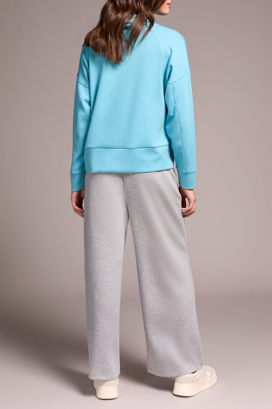 Techno Lux Drop Shoulder Funnel Neck Knit Top