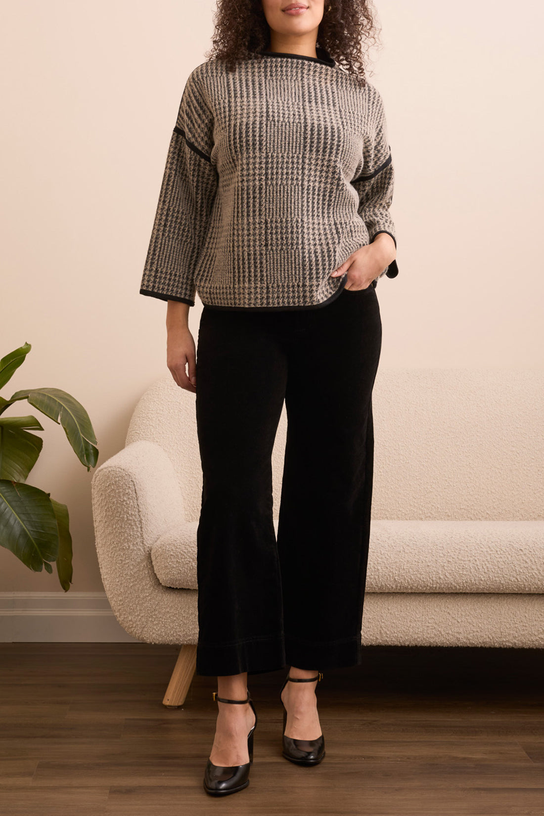 3/4 Sleeve Mock Neck Top in Sandstone