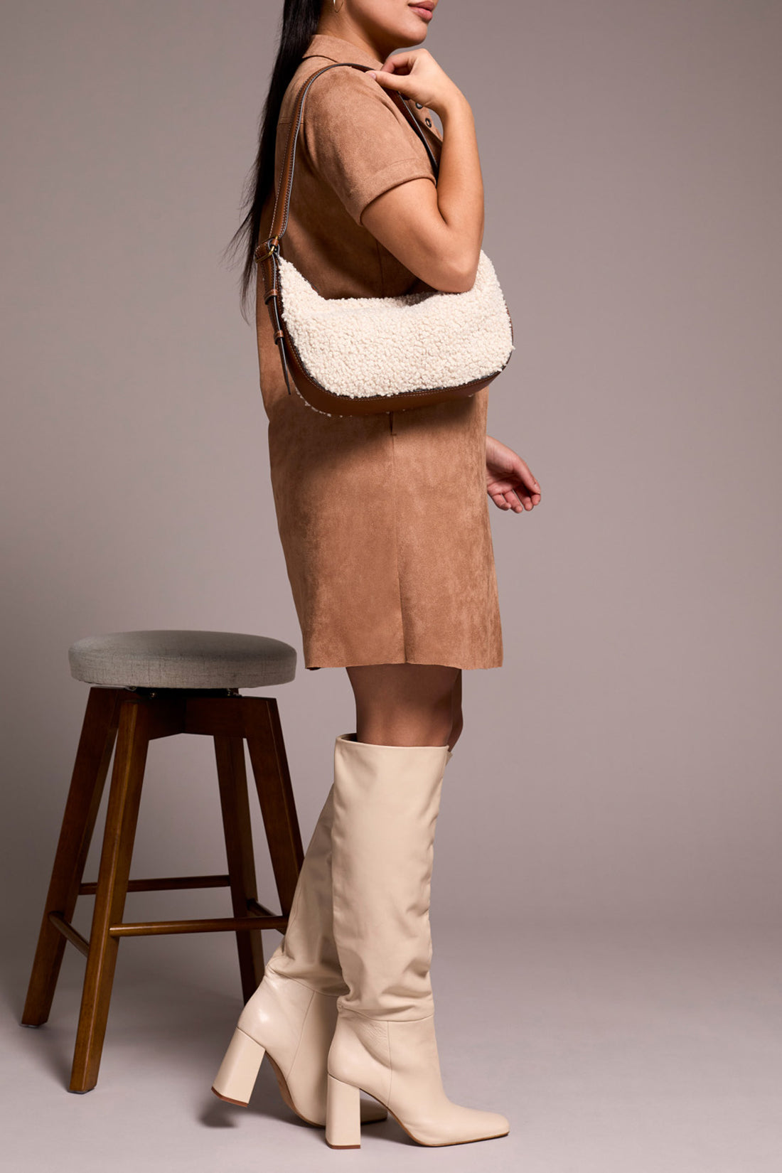 Suede Short Sleeve Dress