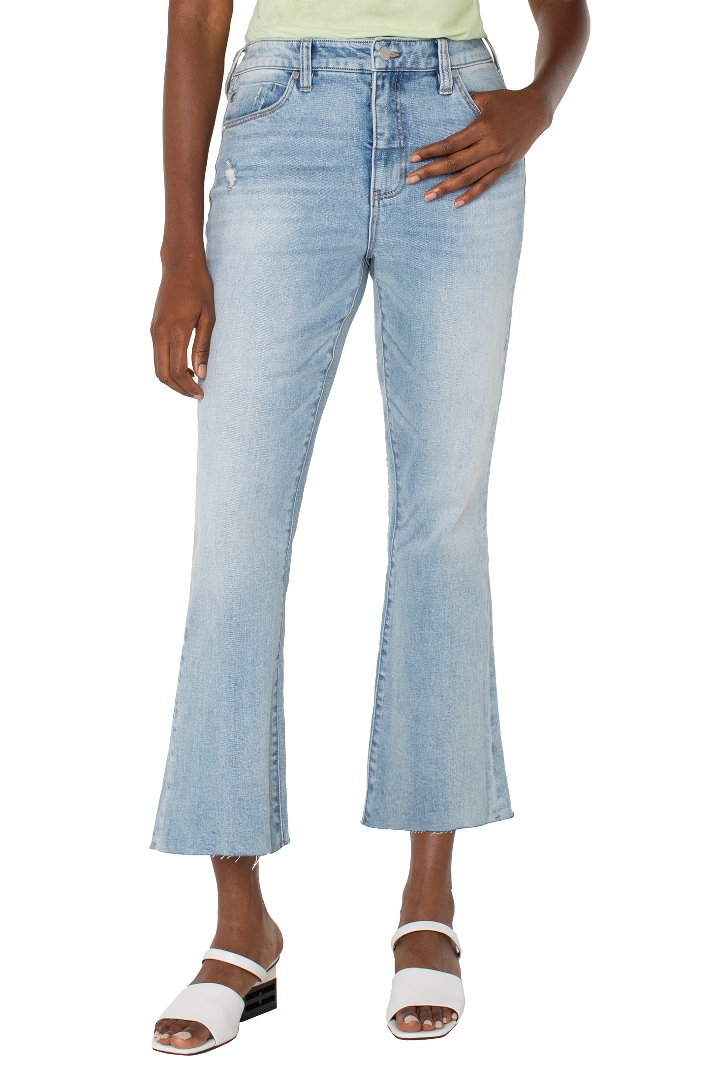 Hannah High Rise Cropped Flare with Cut Hem