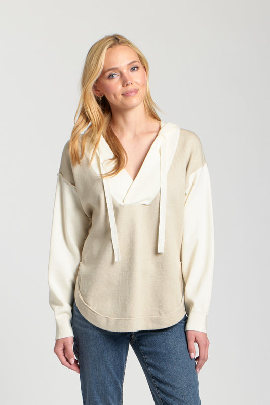 Neutral Color Block Hoodie