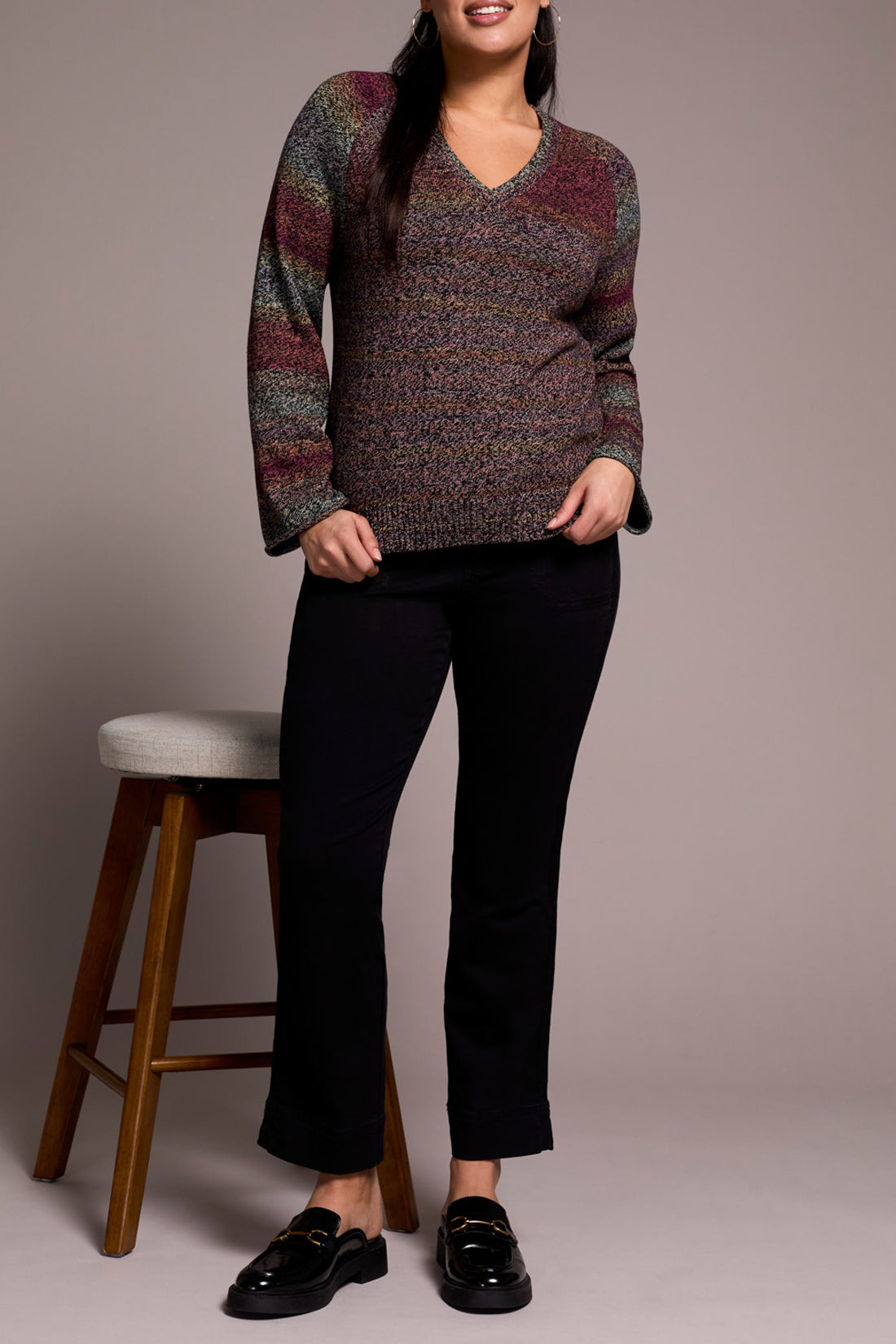 Combed Cotton V-Neck Sweater