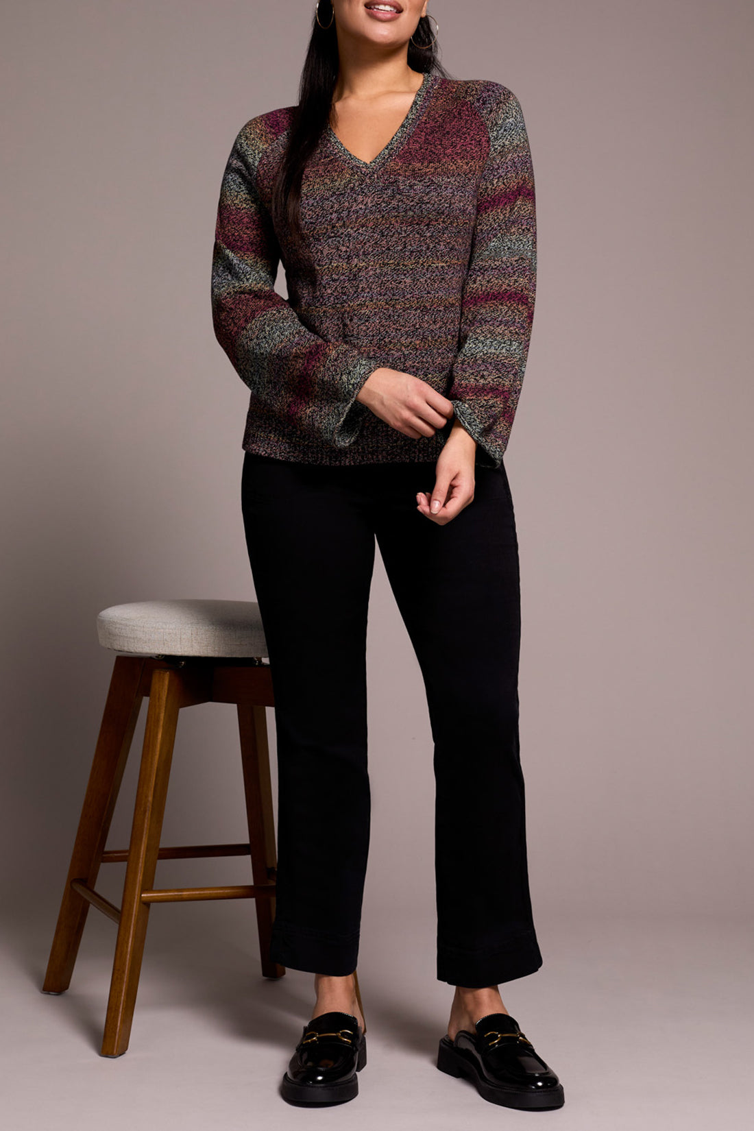 Combed Cotton V-Neck Sweater