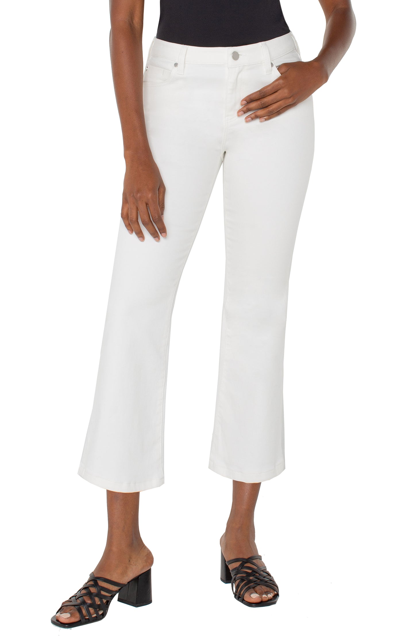 Hannah Crop Flare White Jeans