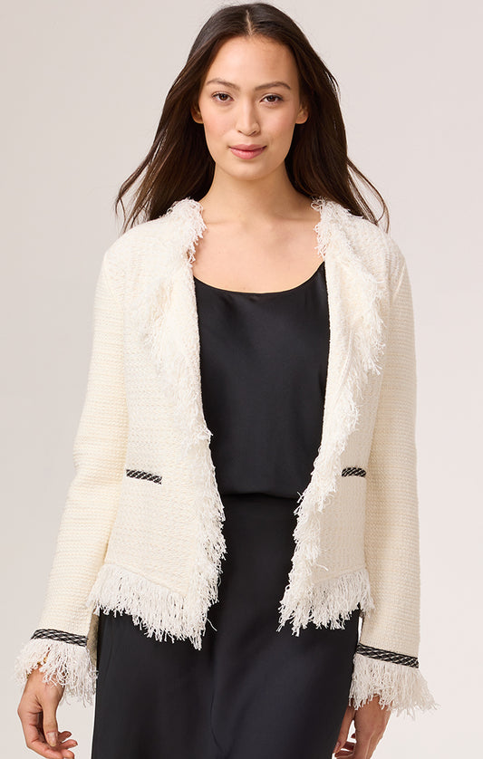 Statement Fringe Mix Knit Jacket